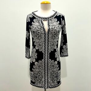 BCBGMAXAZRIA, 3/4 SLEEVE, MINI DRESS, SIZE XS,BUST 34,LENGTH 32